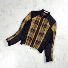 新品 コシノヒロコ リネンチェックギャザージップジャケット サイズ9*CD95