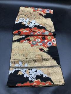 レトロアンティーク 石摺唐楽帯伝統的工芸品袋帯 刺繍絵柄