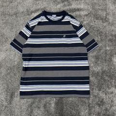 ボーダーTシャツ サーフ 横乗り ハンテン メンズ 青 L