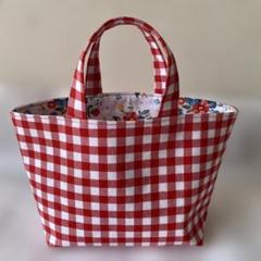 【送料込】 赤と白のギンガムチェックトートバッグハンドメイド メルカリ - バッグ