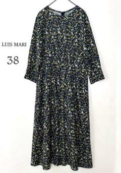 【美品】ルイマリ　クールカレアン　ワンピース　花柄　ネイビー　ドロストワンピース