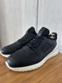 ecco メンズ ブラック スニーカー メッシュ レザー