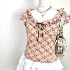 y2k❤️ BURBERRY BLUE LABEL チェック フリル トップス y2k❤️ BURBERRY BLUE LABEL チェック フリル トップス - メルカリ