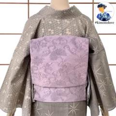 逸品夏着物『紗紬』縦縞模様小紋□濃淡岩井茶色グリーン◇正絹