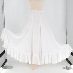【美品 フラメンコ衣装】ホワイト×オフホワイトレース地 ペチコート ファルダ フラメンコ衣装】ホワイト prima boutique プリマブティック