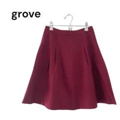 グローブGROVE 膝丈フレアスカート　ワイン　ビジネスデート女子会　M