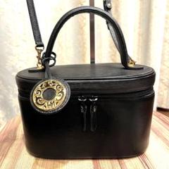 【希少・極美品✨️】HANAE MORI ハンドバッグ ゴールドロゴ 黒 即決 HANAE MORI ハナエモリ 森英恵 ミニ ハンドバッグ