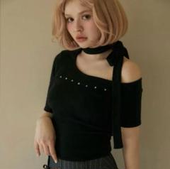 andmary Nana ribbon oneshoulder tops 白 ANDMARY】Nana ribbon oneshoulder tops