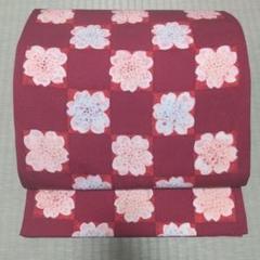 セール♪全通柄袋帯　市松花文様　着物　染め帯　幅広