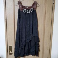 axes femme ストライプ模様ワンピース 黒