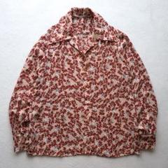 80s Christian Dior 総柄 オープンカラーシャツ 梨地 Lサイズ