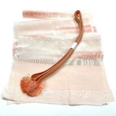 ［4064］帯締め 帯揚げ セット 美品 霞草花 金糸 正絹 着物 帯絞め