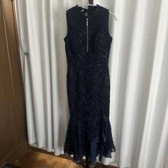【極美品】robe de fleursネイビー ビーズ刺繍 ノースリーブドレス 極美品】robe de fleursネイビー ビーズ刺繍 ノースリーブドレス