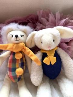 ぬいぐるみ ヒツジ と リス 作家 カントリードール ハンドメイド フランス②