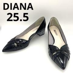 DIANA ブラック エナメル パンプス　グリッター　ラメ　25.5㎝
