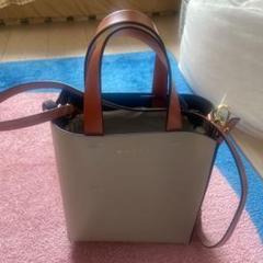 MARNI レザー製Museoミニバッグ グレー×モスグリーン