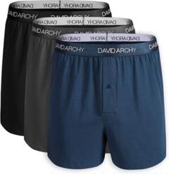 HUAWEIDavid Archy メンズ トランクス ボタン付き3枚組 肌着