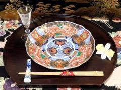古伊万里　金襴手　金羊歯に鳳凰の図　7寸皿　E069AS-CPt 古伊万里 金襴手 金羊歯に鳳凰の図 7寸皿