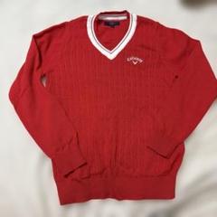 Callaway レッド Vネック セーター M - メルカリ