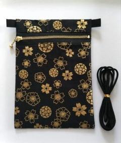 お祭りポシェット☆花文様(黒) サコッシュのサムネイル