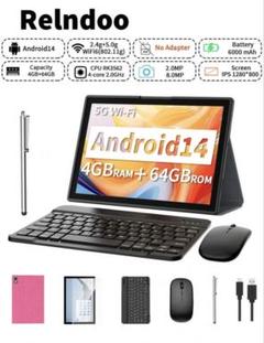新品☆Relndoo Android14 タブレット 4GB RAM 64GB