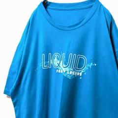 リキッド プールラウンジ ロゴ Tシャツ ブルー 青 古着