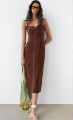 【トレンドカラー】ZARA キャミソール ブラウンワンピース