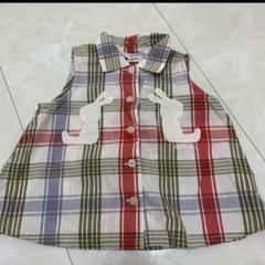 【ビンテージレトロ】KPケーピー チェック柄シャツ うさぎ 80