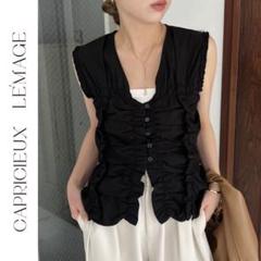 【完売品】CAPRICIEUX LE'MAGE レースVプルオーバー　ブラック セール】レースVプルオーバー（ニット/セーター）｜CAPRICIEUX
