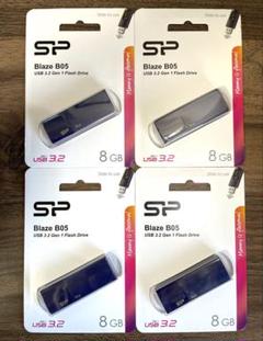 USBメモリー8GB シリコンパワーUSB3.0 スライド式(紺)【4個セット】
