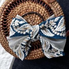 華やかな　インド刺繍ヘアゴム　ゴム交換出来る！