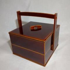 送料無料の通販 手付二段重箱 飛騨春慶塗 5.5寸 おせち 漆器 小世帯向け 漆芸