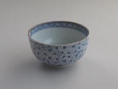 古伊万里　染付　花唐草　深皿　江戸時代　金直し　金継ぎ　骨董　アンティーク 古伊万里 花唐草 向付 江戸時代 染付 牡丹 骨董 金直し 金継ぎ