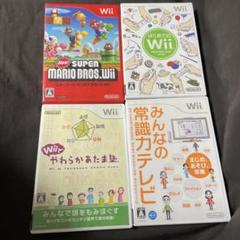 32★任天堂 Wiiソフト マリオ/やわらかあたま塾/常識力など 4本セット