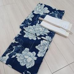 新品☆呉服屋♪大人上品な花唐草　濃紺スレンダー夏着物　浴衣３点セット 新品☆呉服屋♪吸水速乾！大人上品な牡丹 濃紺スレンダー夏着物