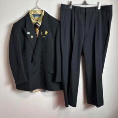 【5点セット】カジュアルダブルスーツセットアップ　幾何学模様　ブラック　黒　式典