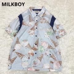 【希少】MILKBOY 半袖シャツ　アイス柄　ユニセックス　レア　総柄　アロハ