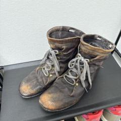 ミハラヤスヒロ ブラック レザー ワークブーツ ジッパー付き MAISON MIHARA YASUHIRO メゾン ミハラヤスヒロ Duck Heel Boots