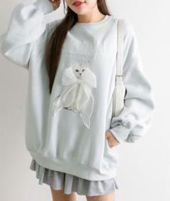 olive des olive ネコ　スウェット　サックス