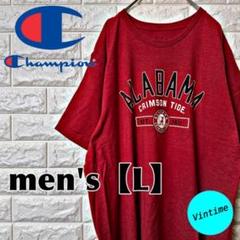 AH55【Champion】プリントTシャツ【メンズL】レッド