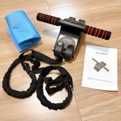 腹筋ローラー 4輪 安定感 ゴム紐 マット付き 自宅 静音 二の腕 背筋