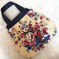 ハンドメイド　グラニーバッグ　バルーンバッグ　トートバッグ　ショルダー　ネイビー