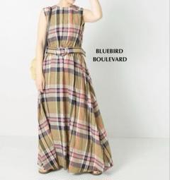 【訳あり】BLUEBIRD BOULEVARD リネンマドラスチェックドレス