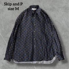 スキップアンドピー シャツ ネイビー 総柄 ユニセックス コットン B089