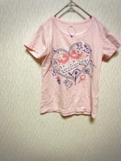 ピンクTシャツ 女の子 ハート柄 コスメ風デザイン かわいい 一点もの 130