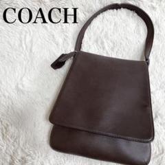 美品 オールドコーチ フラップ オールレザー ショルダーバッグ COACH 茶
