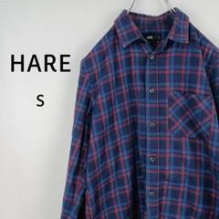 HARE　長袖　カジュアルシャツ　S　チェック　コットン100％　日本製