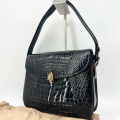 未使用級！シャインクロコダイル　センター取り　定価35万　リボン　ハンドバッグ 未使用級！シャインクロコダイル センター取り 定価35万 リボン
