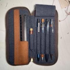 ゆた様専用 Leather＆Jeansラウンドジップペンケース 01 すべり