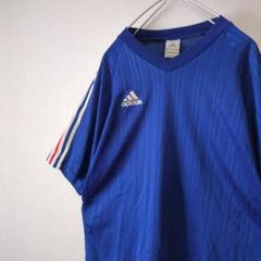 アディダス adidas ゲームシャツ 3ストライプ トリコロール サッカー 青